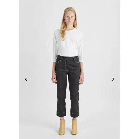 NEHERA Denim Jeans Womens French Size 40 US Size 8 Crop Slovakia Graphite Black - Picture 1 of 16
